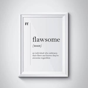 Flawsome Definition Print Romantic Wall Art Minimalist Wall Art Funny Home Office Decor Modern Typography Scandinavian Dictionary Minimalist