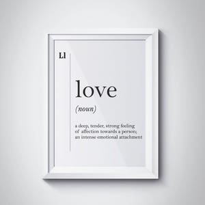 Love Definition Print Husband Wife Family Gift Home Decor Minimalism Dictionary Wall Art Scandinavian Quotes Typography Poster Digital Print