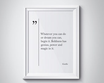 Goethe Print, Goethe Quote, Goethe Poster, German Quotes, German Wall Art, Motivation Wall Art