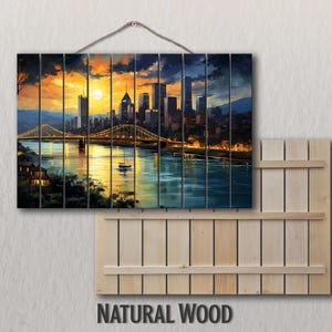 Wooden Wall Art - Rustic Pittsburgh Skyline Print on Wood, Pittsburgh Wall Art, Pittsburgh Painting, Pittsburgh Poster, Pittsburgh Decor