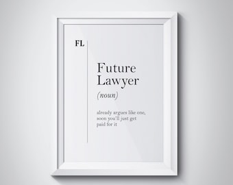 Future Lawyer Definition Print, Law Student Gift, Lawyer Office Decor, Paralegal Gift, Law Graduation Gift