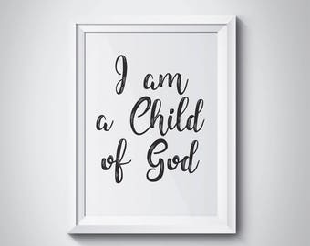 I Am A Child Of God Poster Bible Verse Print Scripture Wall Art Bible Print Motivational Wall Decor Minimalist Art Christian Wall Art