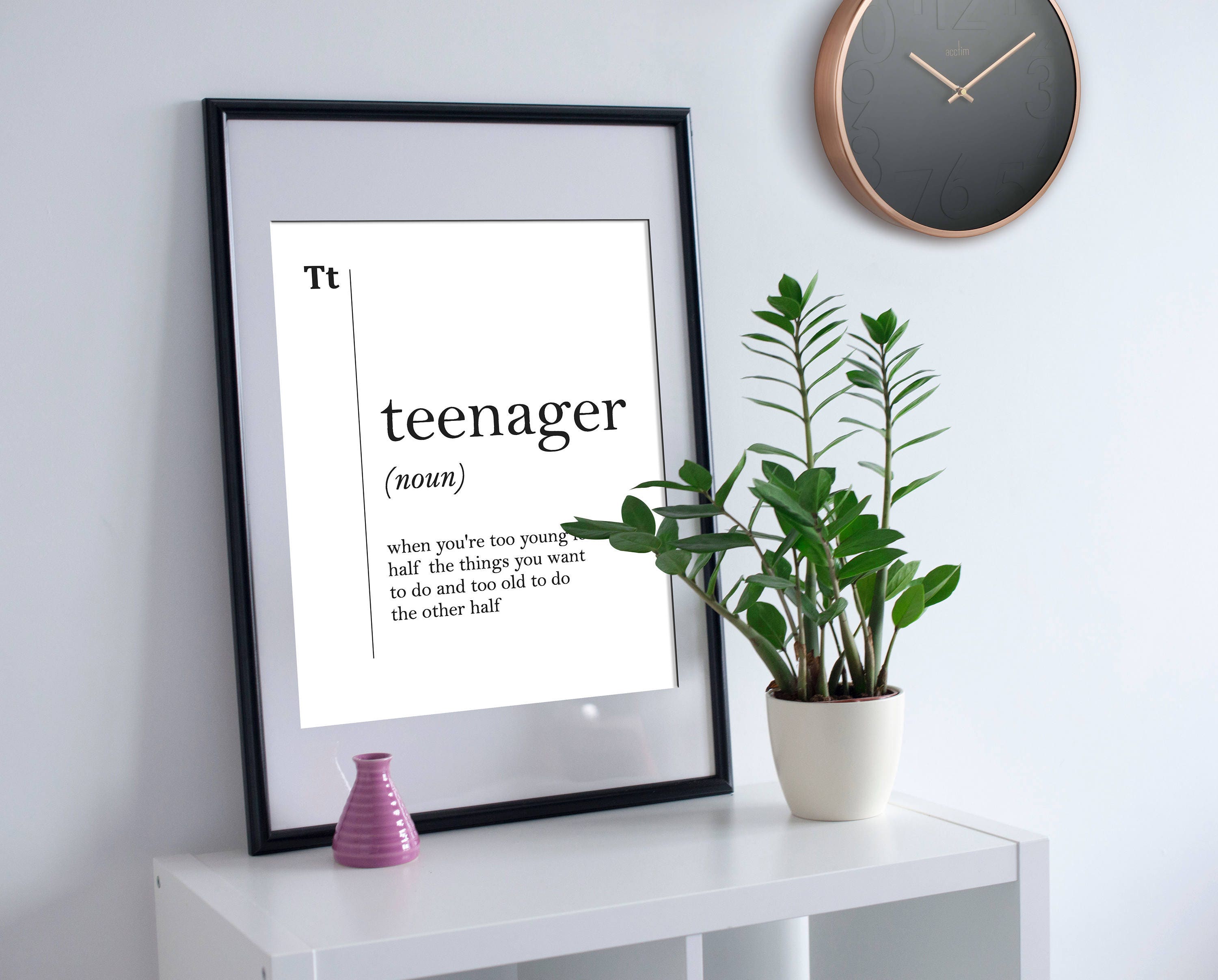 Teen Wall Art Set of 3 Prints Teenager Room Decor Funny Teen Gift Teenager  Definition Print Minimalist Decor Digital Download 