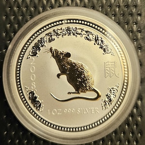2007 2008 Australia Lunar I Year of the Mouse Rat 1 Oz  Gold Gilded Silver Coin
