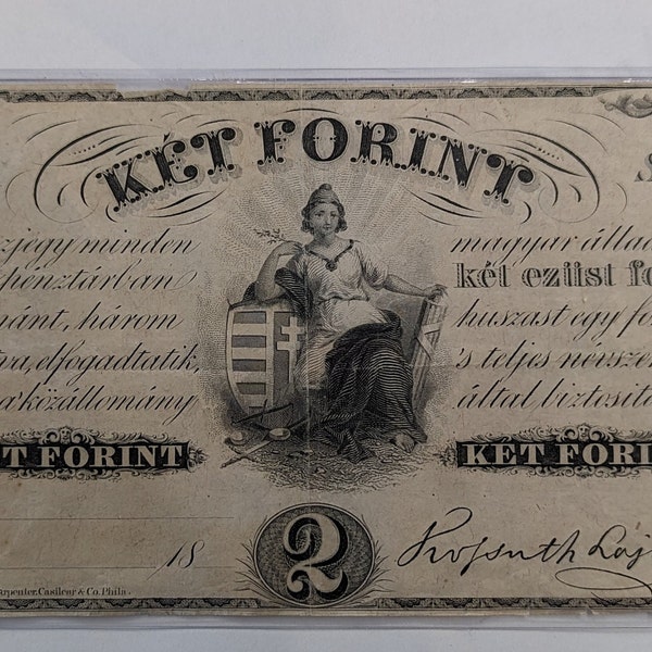 1800s New York HUNGARIAN fund 2 forint large sized paper currency, obsolete rare paper money collectibe, new york state
