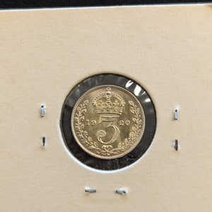 1920 British 3 pence silver coin, proof like mint state beauty! BIN #4