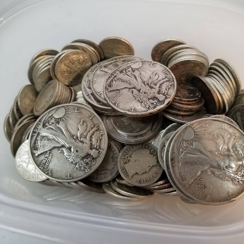 Mercury Silver Dime Fine 90/% Lot Bag of Five Dollars Worth 50 Circulated Coins