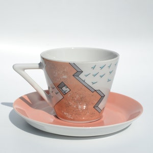 4 Memphis Milano cup and saucers 1980&#39;s vintage Winterling Germany modern design Memphis Milano Inspired