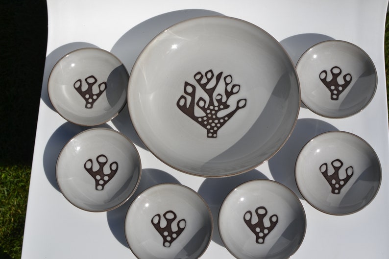 Mid-Century retro vintage 60/'s design presentation bowl set from Studio Fris Keramiek Edam pottery Made in Holland The Netherlands