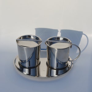 Ole Palsby for WMF Concept Cromargan designer creamer set Danish design from the 90&#39;s sugar bowl and creamer