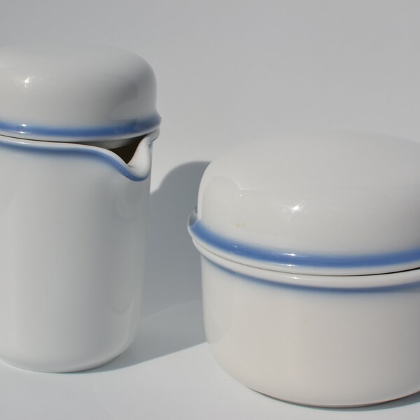 Vintage Thomas Germany Scandic White sugar bowl and creamer Ceramic Kitchenware Design Hertha Bengtson 1970s