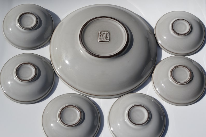 Mid-Century retro vintage 60/'s design presentation bowl set from Studio Fris Keramiek Edam pottery Made in Holland The Netherlands