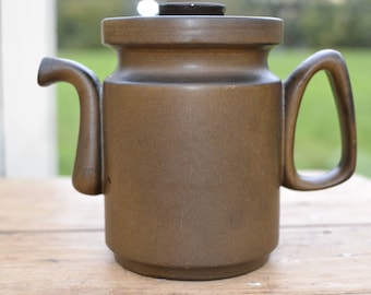Midcentury ceramic sixties Cor Unum vintage Dutch design by Zweitse Landsheer brown modernist earthenware tableware coffeepot / teapot