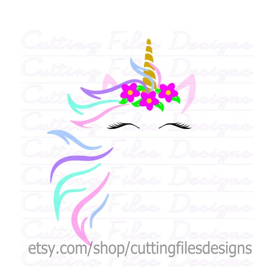 Download Unicorn Face W Flowers Svg Design Cutting File Includes Png Etsy