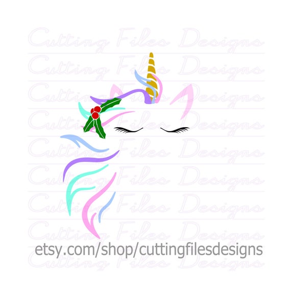Download Free Christmas Unicorn Face W Holly Svg Design Cutting File Etsy SVG DXF Cut File