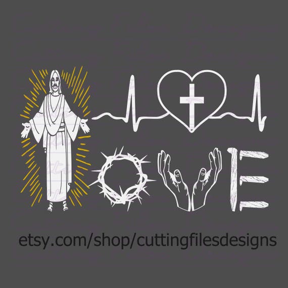 Download Jesus Love W Cross Heart Nails Crown Of Thorns Svg Design Etsy