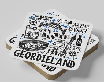Geordieland •  Illustrated Newcastle Coaster • Geordie Coaster