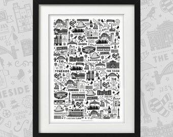 The North East - Framed Illustrated Artwork Print
