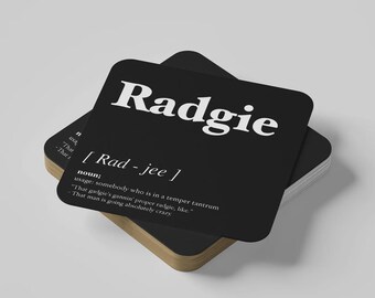 Radgie - Geordie Dialect Slang Coaster - Newcastle Dialect Coaster - Gifts