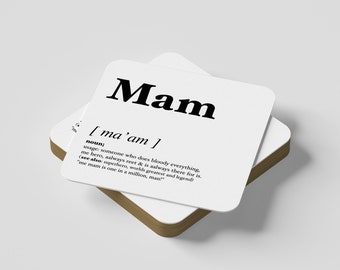 Mam - Geordie Dialect Coaster • Newcastle Slang Coaster • Newcastle Dialect Coaster • Geordie Dialect Coaster • Geordie Coaster