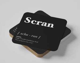 Scran - Geordie Dialect Coaster - Geordie Gift - Newcastle Dialect Coaster Gift
