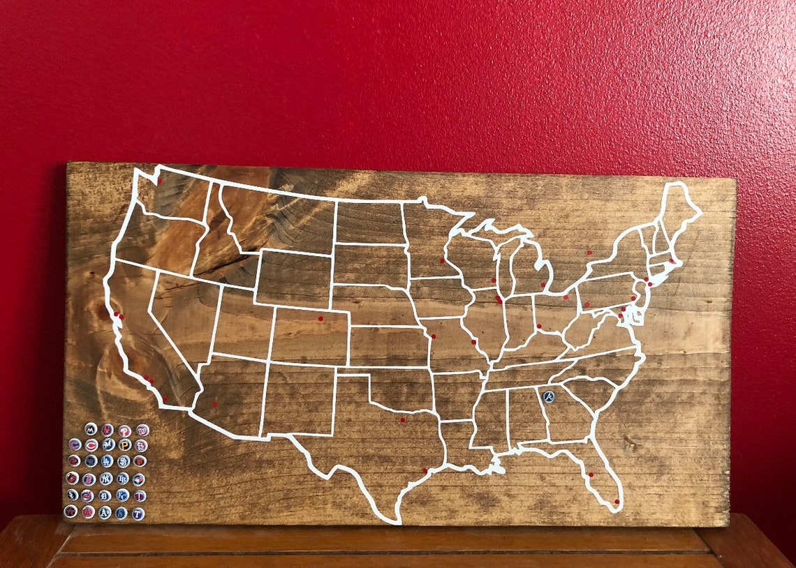 MLB Ballpark Bucket List Map Etsy