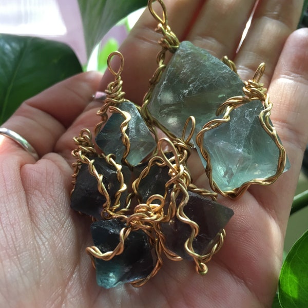 Handcrafted Green Fluorite Necklace on 14K Gold
