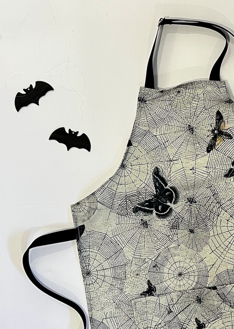 Creepy Moths and Webs Apron // Men's Apron // Women's Apron // Kitchen Apron // Spooky Decor // Halloween Apron image 1