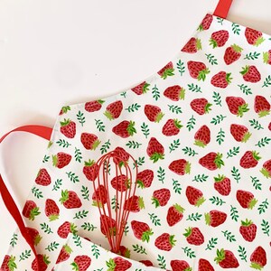 Orange Cotton Adult Passiflora Coral Apron Passion Flower Bespoke Hand Drawn Design Designer Botanical Adjustable