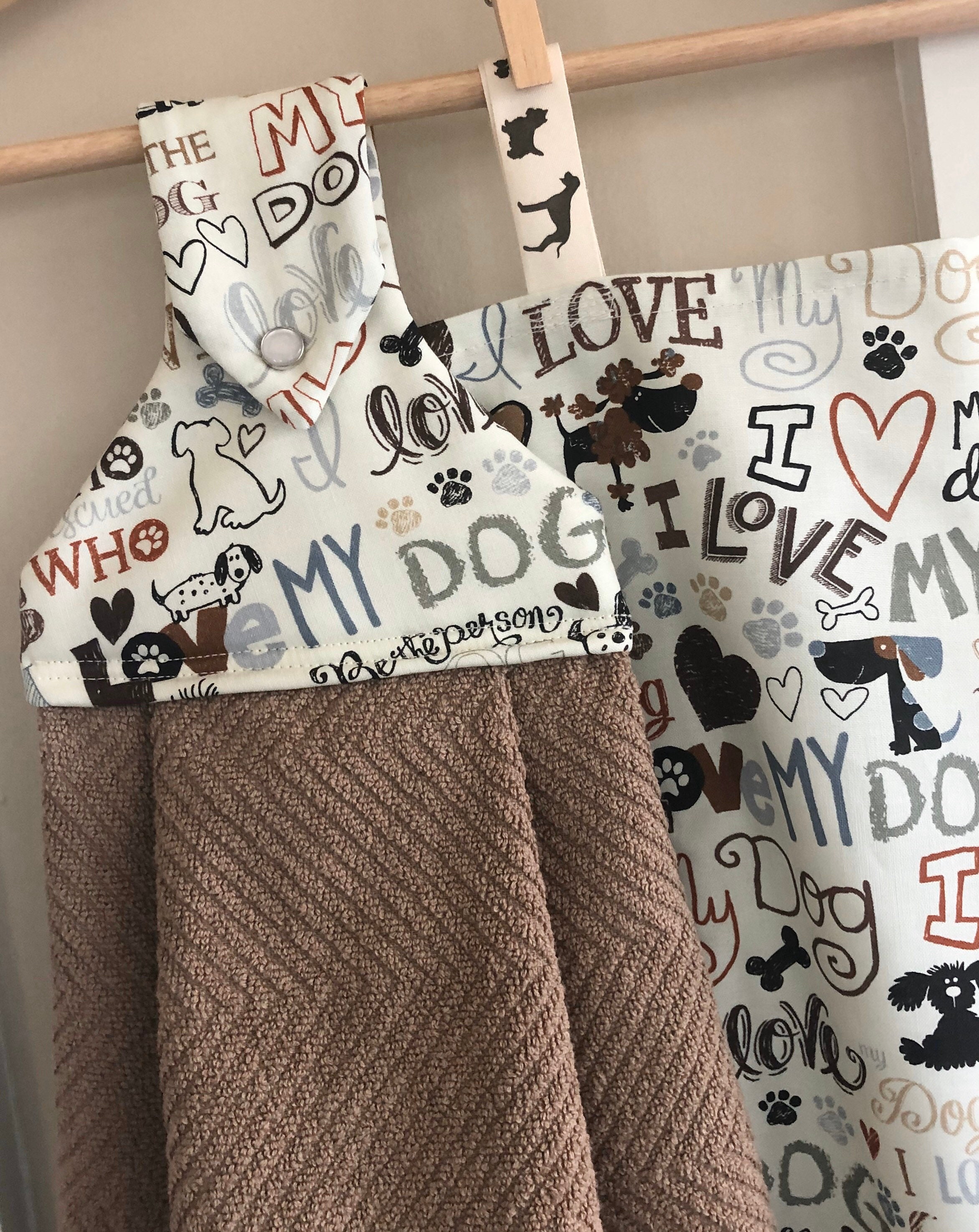 I Love My Dog Hanging Kitchen Towel // Kitchen Towel // Dish Towel ...
