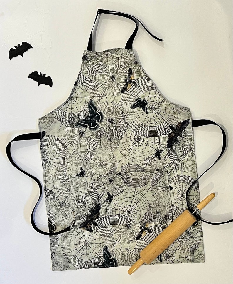 Creepy Moths and Webs Apron // Men's Apron // Women's Apron // Kitchen Apron // Spooky Decor // Halloween Apron image 2