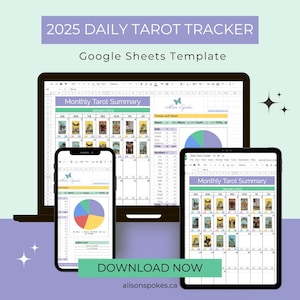 Suivi quotidien des cartes de tarot 2025 - Modèle Google Sheets
