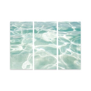Acrylic Glass 3 Piece Art Set – Extra Large Multi Panel Wall Art – Abstract Ocean Photography – Turquoise Water Triptych – Coastal Decor