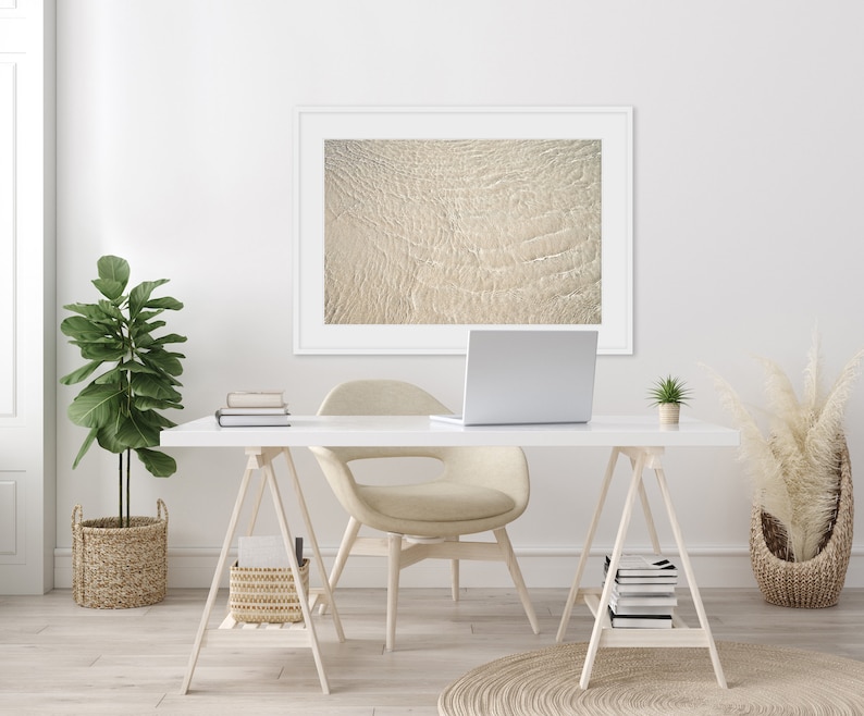 Abstract Art Oversized Framed Art Beach Pictures Water Ripples Nature Photography Living Room Wall Decor Neutral Colors