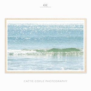 Ocean Waves Photography Prints - Seafoam Green and Blue Water - Framed Wall Art - Coastal Living Room Home Office Bedroom Wall Decor