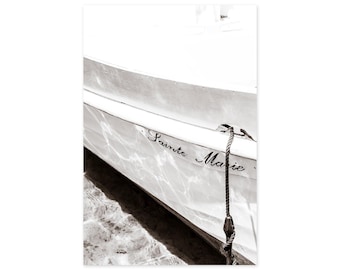 Nautical Art Print - Black and White Fine Art Photography - Boat Wall Decor - Large Framed Vertical Wall Art - Coastal Wall Decor