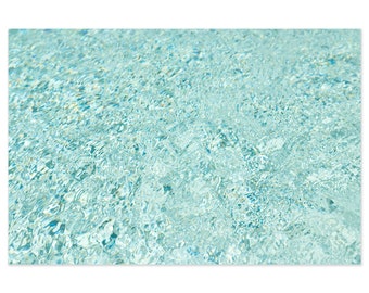 Abstract Art – Turquoise Water - Swimming Pool Photography Print - Large Horizontal Framed Wall Art – Oversized Living Room Wall Decor