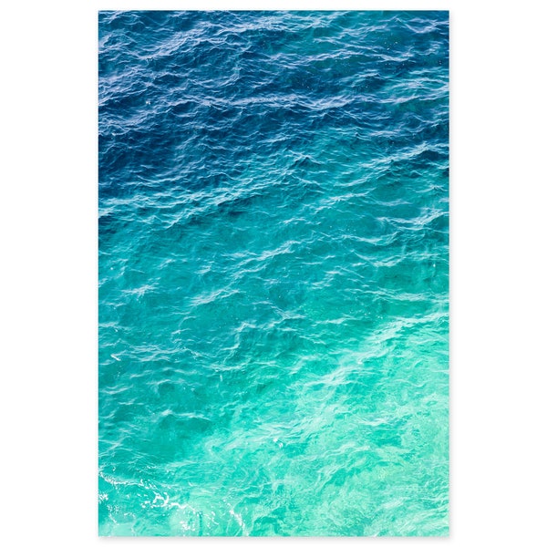 Teal Ombré Wall Art - Shades of Blue, Cyan, Aquamarine, Mint Green, Turquoise - Water Photography - Large Framed Ocean Art Prints