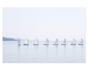 Sailboats - Nautical Wall Art - French Riviera Fine Art Photography - Mediterranean Sea - Large Framed Prints - Sky Blue Coastal Wall Decor