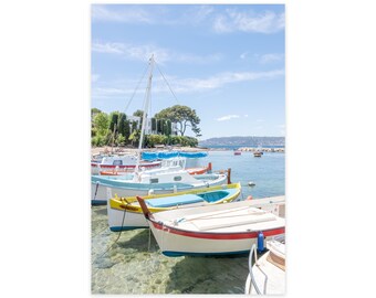 Fishing Boats Art Print - French Riviera Travel Photography - Colorful Nautical Acrylic Wall Art - South of France - Beach House Wall Decor