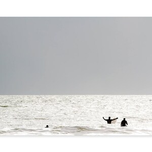 Surfing Photography Fine Art Print - Large Man Cave Surf Art - Gift for Him - Gray Beach House Wall Decor - Surfers Waiting for Waves