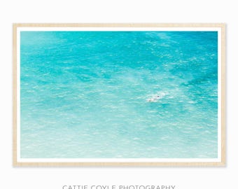 Água Turquesa - Fotografia do Oceano - Impressão emoldurada horizontal grande - Decoração de parede para quarto