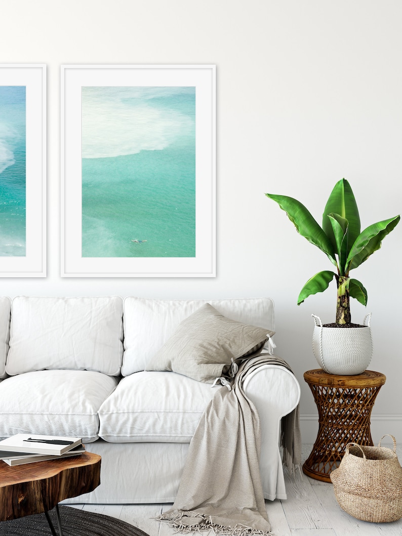 Seafoam Green Wall Art Ocean Aerial View Fine Art Photography Large