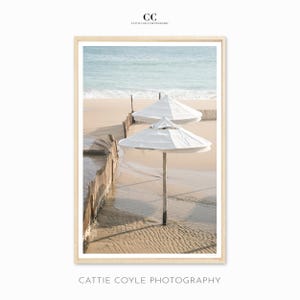 Impressão artística de fotografia de praia - Grande arte de parede costeira emoldurada - Paleta de cores neutras e quentes para quartos - Decoração de parede de casa de praia grande
