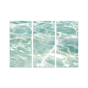 Large Multi Panel Wall Art – Abstract Ocean Photography -  Oversized 3 Piece Art Set - Turquoise Water Triptych – Coastal Wall Decor