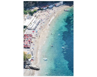 Beach Photography Art Print - Turquoise Blue Water - Mediterranean Sea – French Riviera Aerial View – Large Vertical Coastal Wall Decor