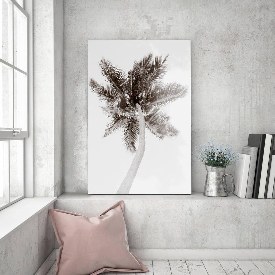 Black and White Canvas Art Print - Palm Tree Photography - Tropical ...