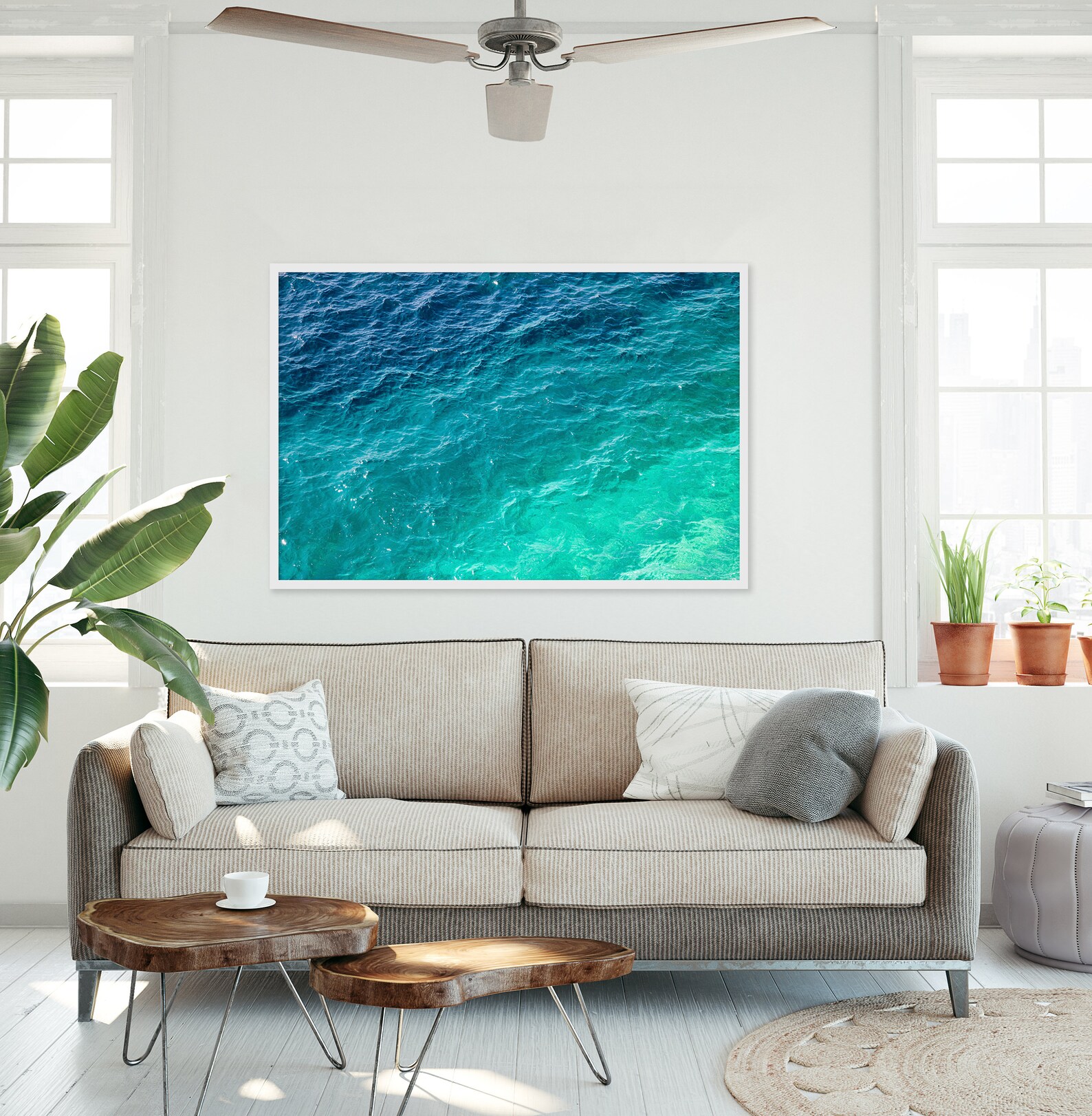 Ombré Wall Art Shades of Teal, Blue, Cyan, Aquamarine, Mint Green