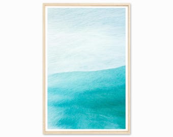 Large Wall Art - Framed Ocean Photography Art Print - White and Teal Water - Abstract Living Room Wall Decor - Bright Colorful Vertical Art