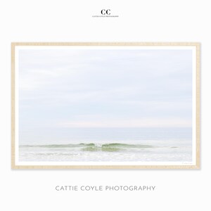 Impressão artística de fotografia oceânica - Arte de parede com grande paisagem marinha emoldurada - Arte horizontal grande - Decoração de parede costeira - Impressão artística em cores pastéis suaves